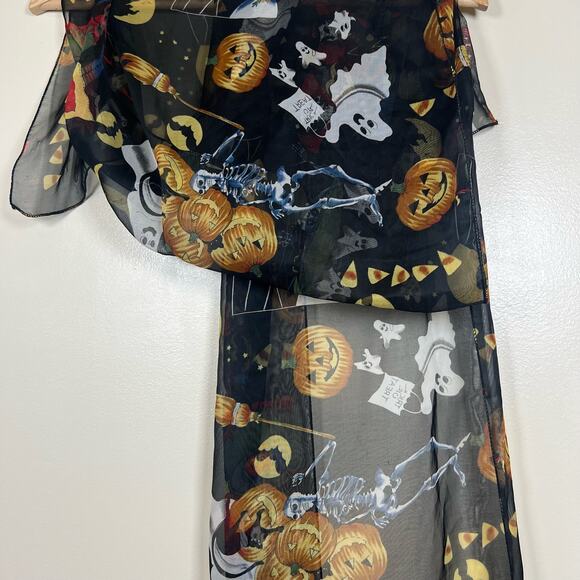 Vintage Halloween Sheer Black Scarf - Picture 8 of 9
